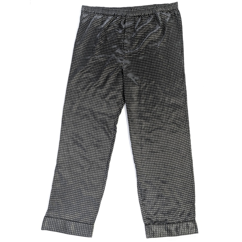 Robert Louis Silk Blend Pajama Pants Mens Medium Black Grey Geometric Print PJs